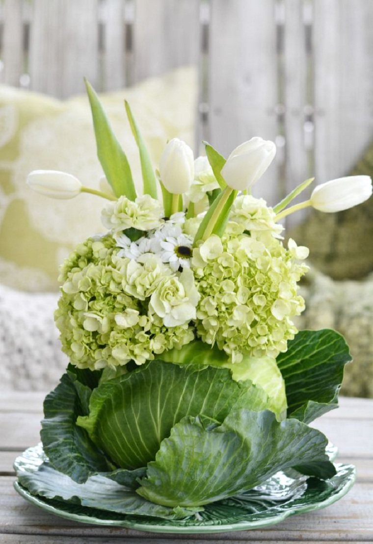 9- Cabbage Vase with Flower Arrangement