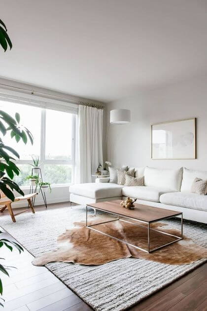 15- A white and elegant living room, punctuated by the decoration 