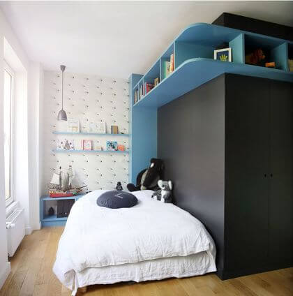 17- Colorful storage runs from floor to ceiling in this child's room 