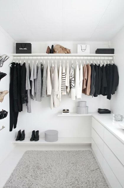 18- A white and organized dressing room