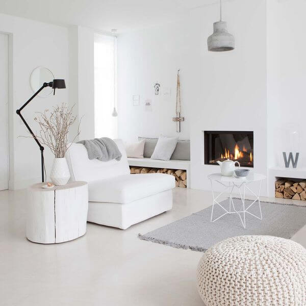 2- A warm, immaculate white living room
