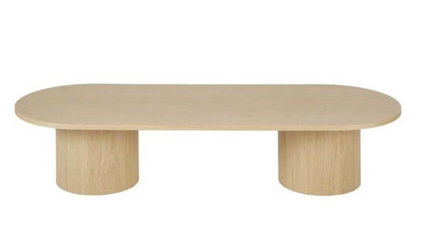 2- Contemporary oval wooden coffee table
