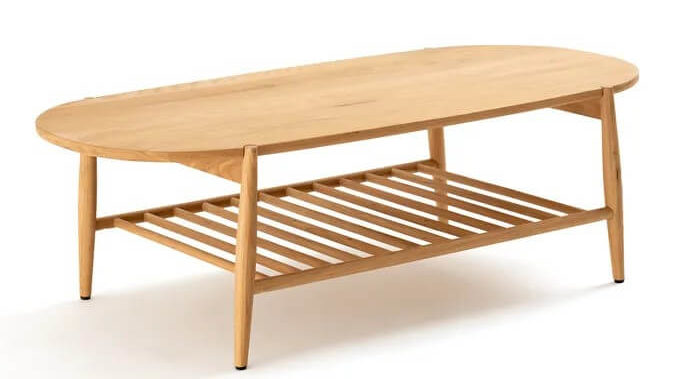 4- Oval coffee table in solid oak