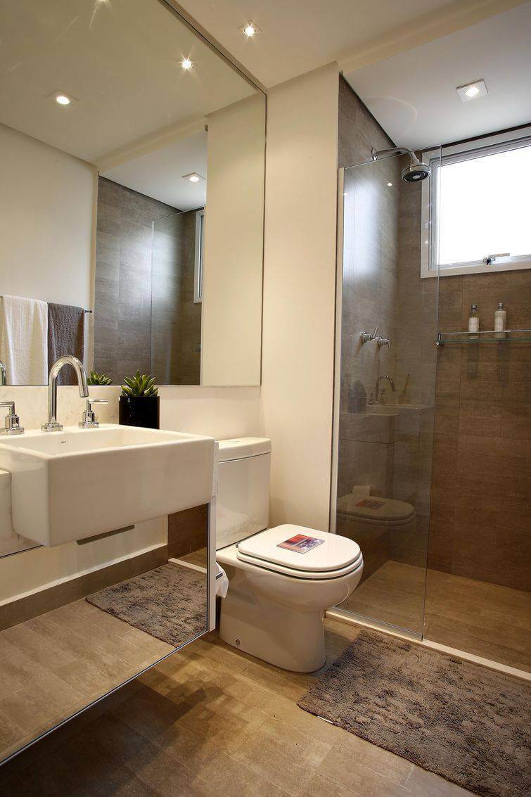 5- Bathroom with brown shower area