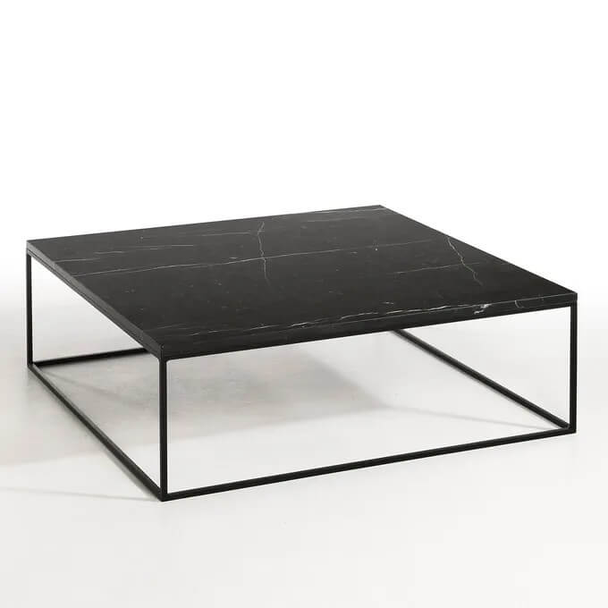6- Coffee table in black metal and marble top