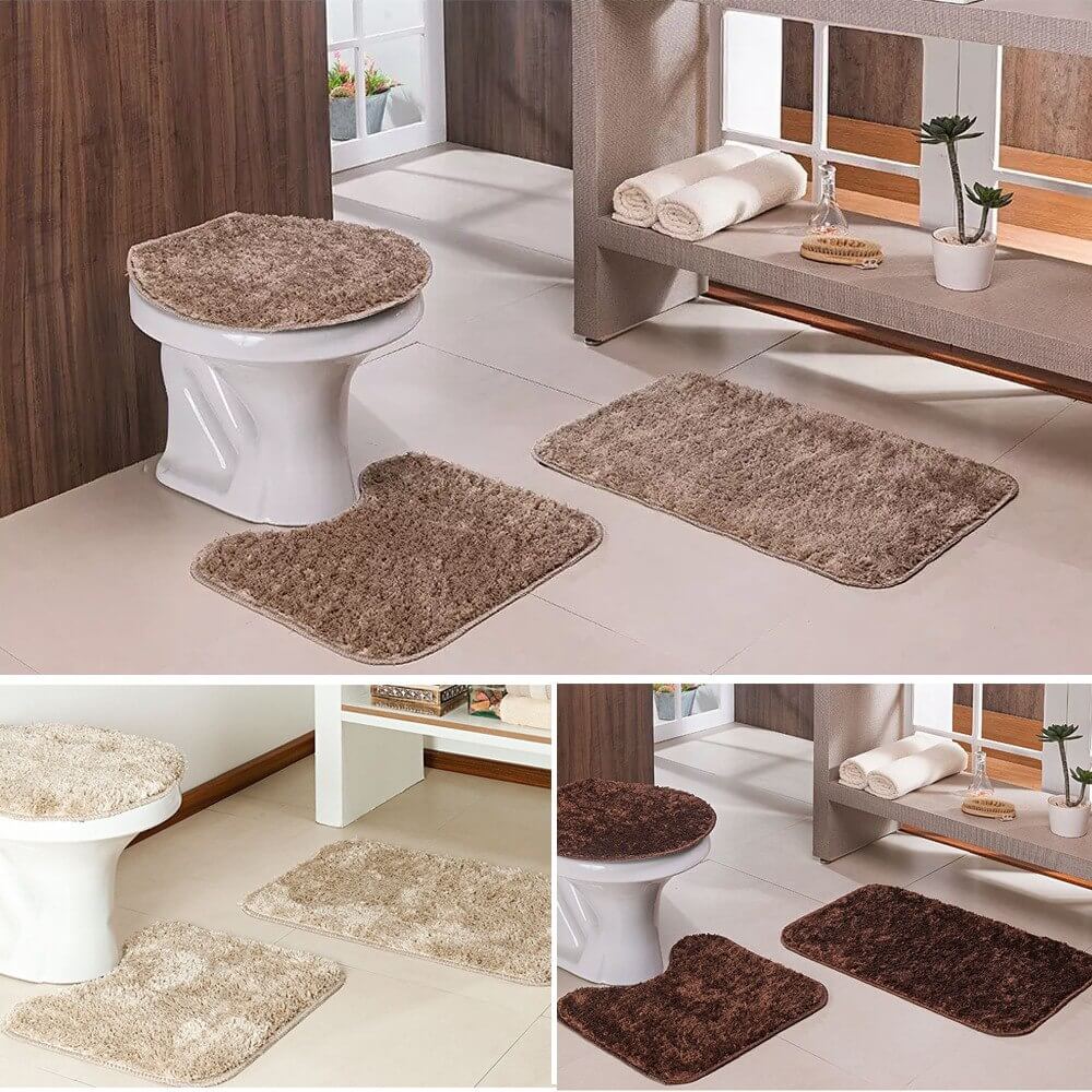 7- Bathroom model with brown rugs set