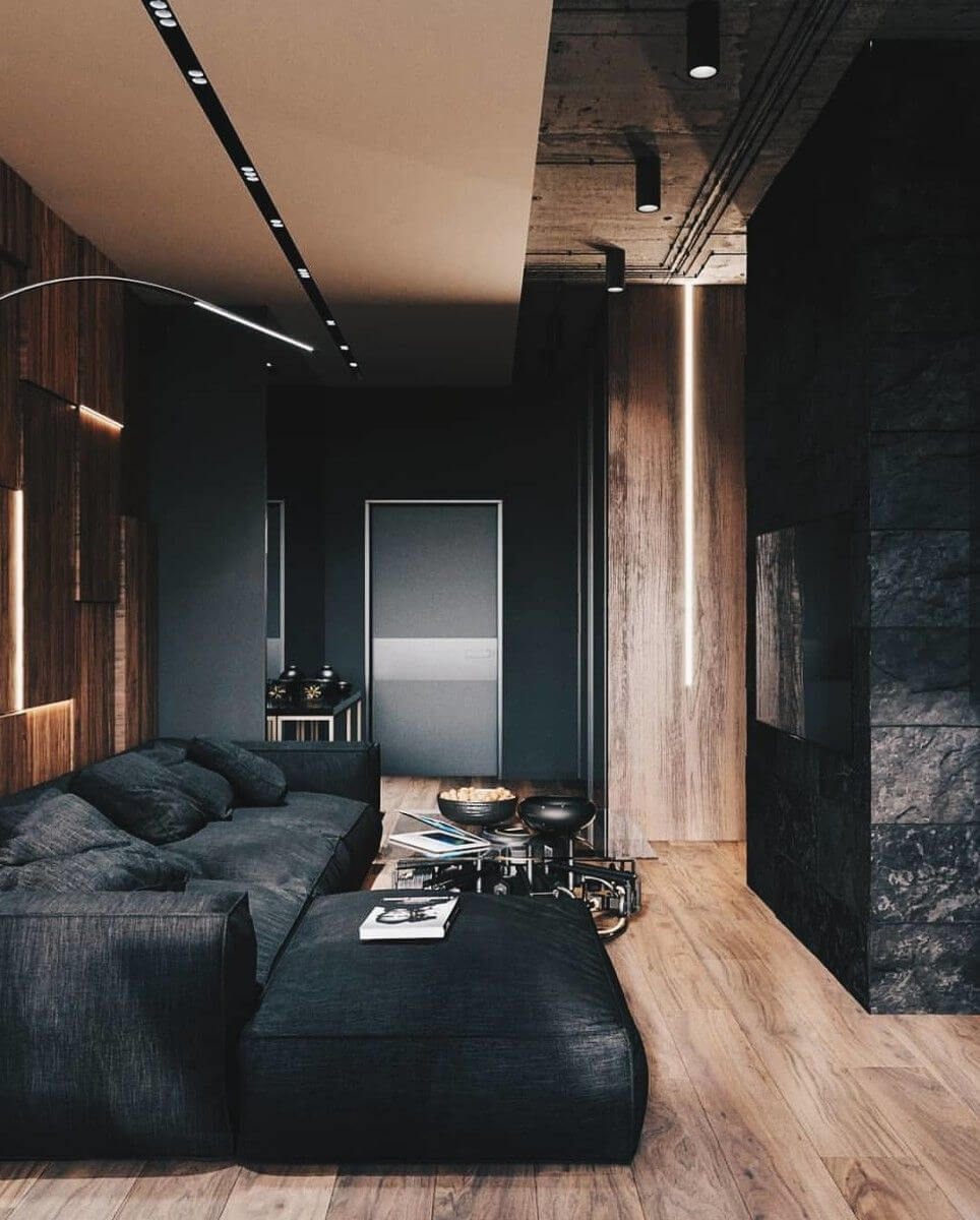 Elegant Black and Wood Living Room Decor Duo 1