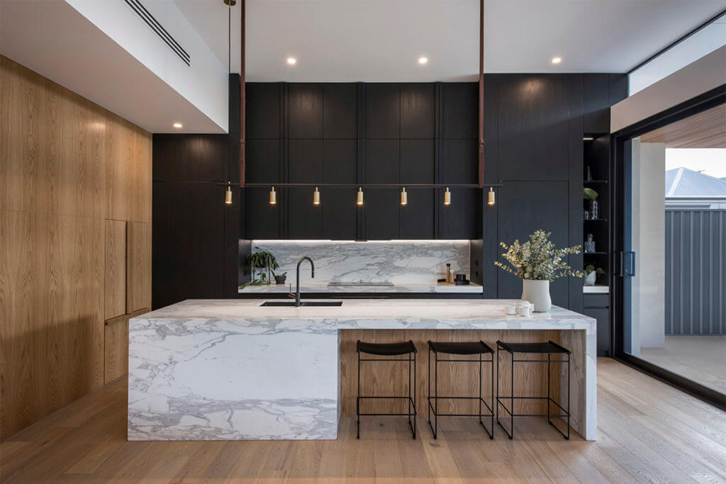 Kitchen With White Marble