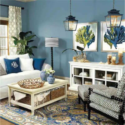 Room decoration in Blue White Style