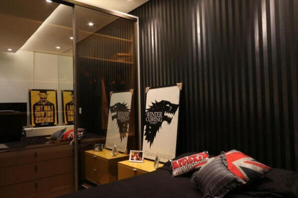 10. A striped wallpaper can combine two different shades of black