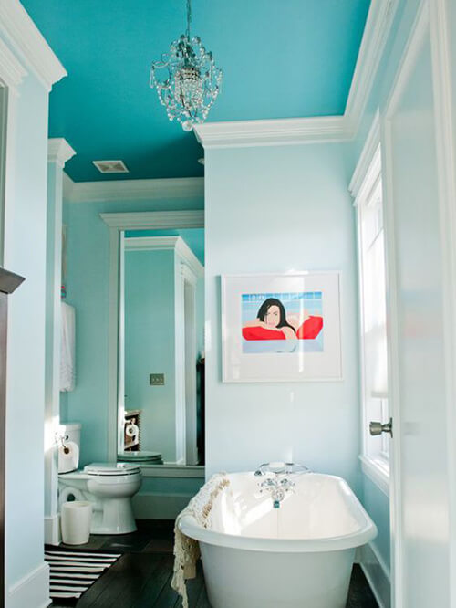 9- Turquoise painted ceiling
